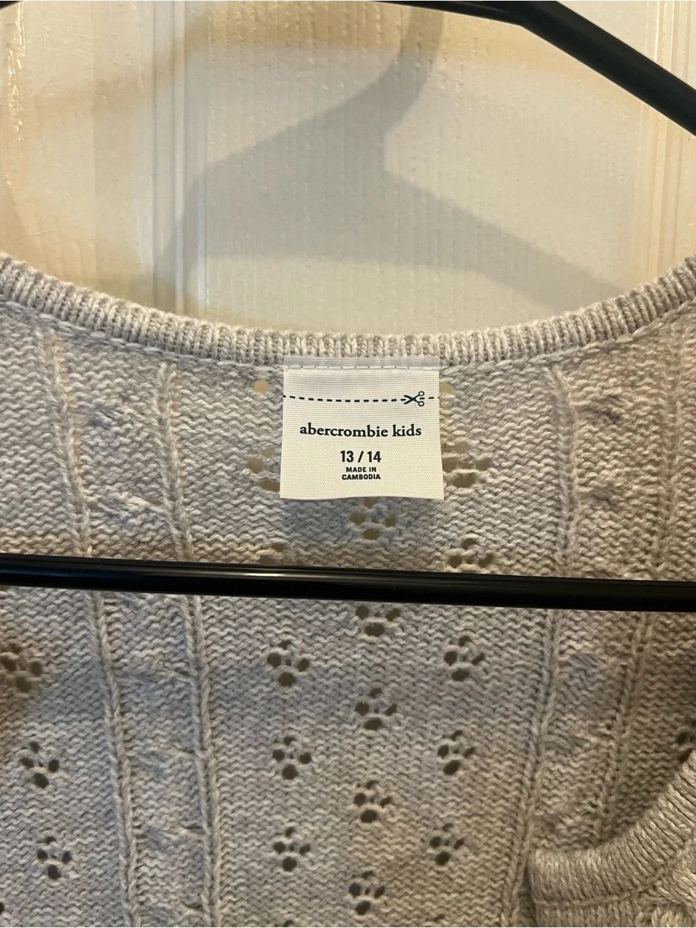 abercrombie kids Light Gray Openwork Button-Front Knit Cardigan
